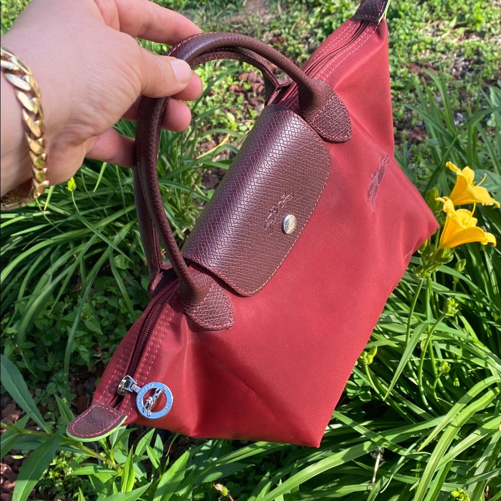 ❤️Authentic Longchamp Tote in Deep Burgundy with Brown Trim❤️ - Picture 9 of 17